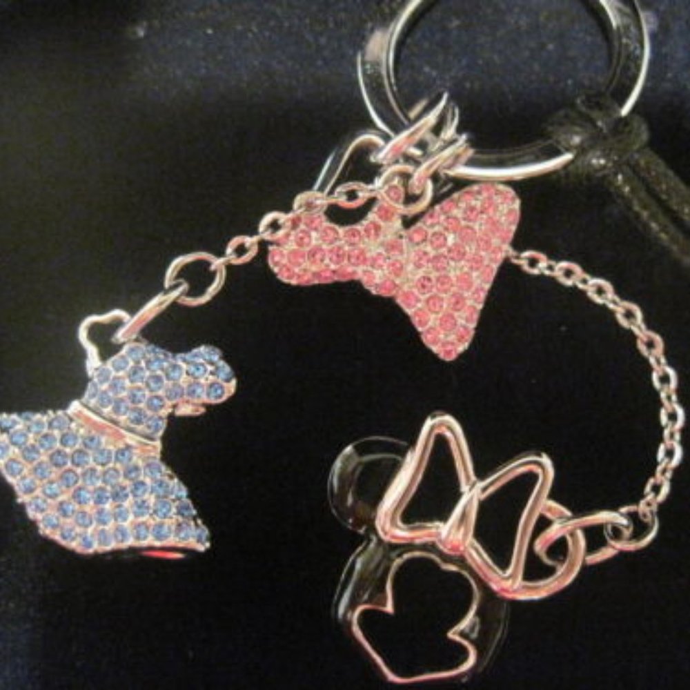 FLASH SALE Swarovski Swan Signed Shaped Minnie Mouse, Dress and Bow Necklace NIB